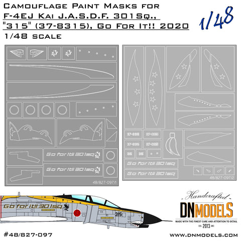 DNモデル 48/827-097 1/48 航空自衛隊 F-4EJ改ファントム 第301飛行隊 "315" (37-8315) "Go For it! 2020"デモスキーム塗装マスクセット(造形村,ハセガワ用)