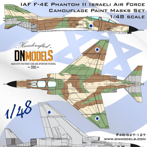 DNモデル 48/827-127 1/48 F-4E ファントム II IAF イスラエル空軍 迷彩塗装マスクセット(造形村,モンモデル,ハセガワ F-4E,RF-4C,RF-4E ファントム IIキット用)