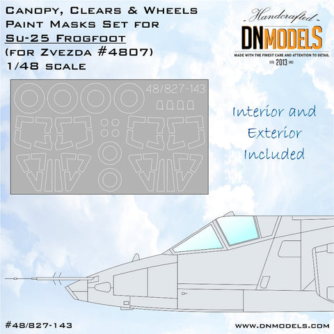 DNモデル 48/827-143 1/48 Su-25 フロッグフット キャノピー,クリアパーツ,ホイール 塗装マスクセット(ズベズダ用)