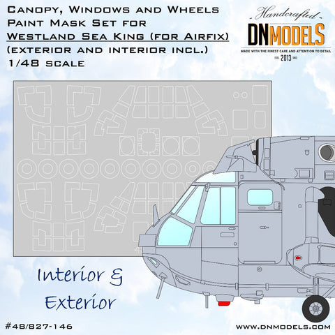 DNモデル 48/827-146 1/48 ウェストランド シーキング キャノピー,ウィンドウ,ホイール ペイントマスクセット(エアフィックス A11006用)