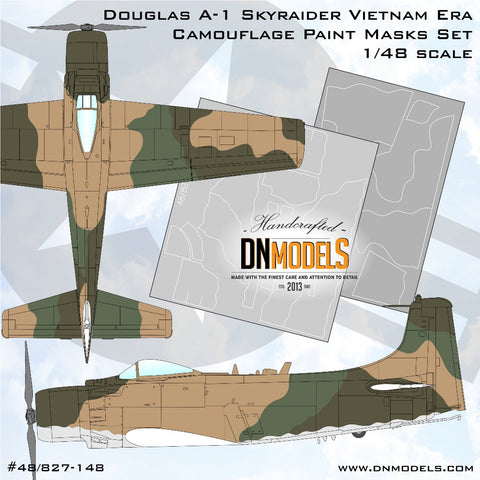 DNモデル 48/827-148 1/48 ダグラス A-1 スカイレイダー ベトナム戦争期迷彩塗装マスクセット(全キット用)