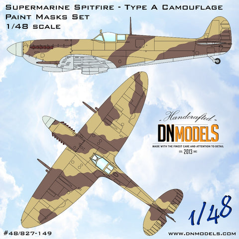 DNモデル 48/827-149 1/48 スーパーマリン スピットファイア タイプA 迷彩塗装マスクセット(全キット用)