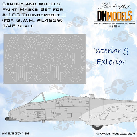 DNモデル 48/827-156 1/48 A-10C サンダーボルト II キャノピー&ホイール ペイントマスクセット(グレートウォールホビー L4829用)