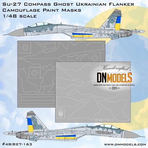 DNモデル 48/827-163 1/48 Su-27 コンパスゴースト ウクライナ フランカー 迷彩塗装マスクセット(ホビーボス,グレートウォールホビー,アカデミー, エデュアルド用)