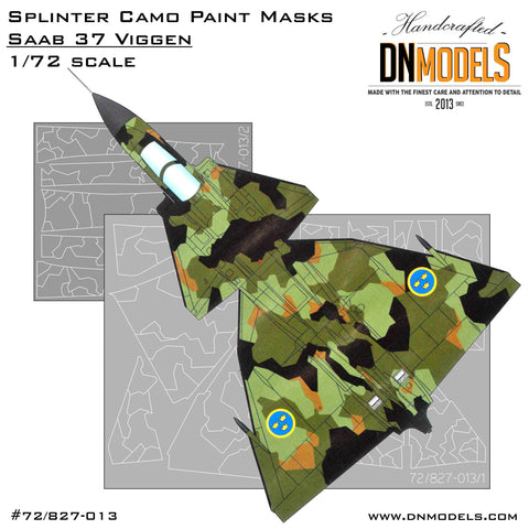 DNモデル 72/827-013 1/72 サーブ ビゲン用スプリンター迷彩ペイントマスク(全キット用)