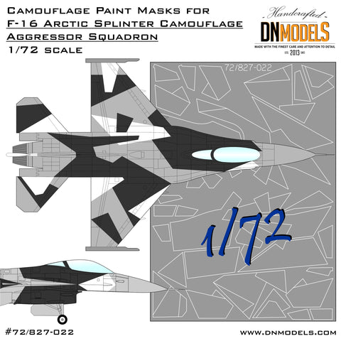 DNモデル 72/827-022 1/72 F-16Cアラスカアークティックスプリンターアグレッサー用迷彩塗装マスク(タミヤ用)