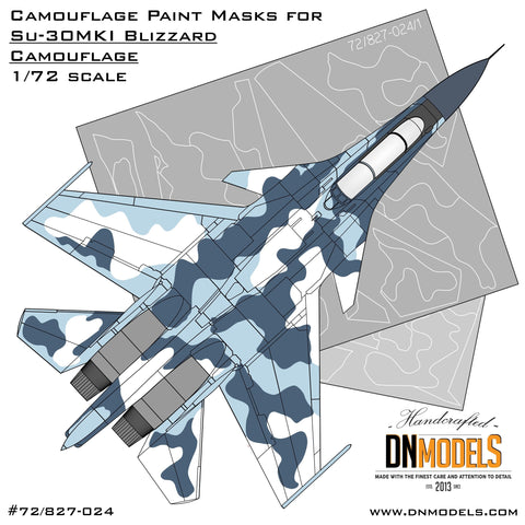 DNモデル 72/827-024 1/72 Su-30MKIブリザードフランカー用迷彩塗装マスク(トランぺッター用)