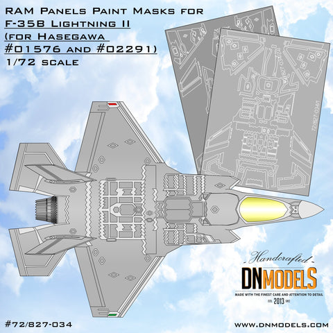 DNモデル 72/827-034 1/72 RAMパネル F-35B ライトニングII用 ペイントマスクセット(ハセガワ 01576, 02291用)