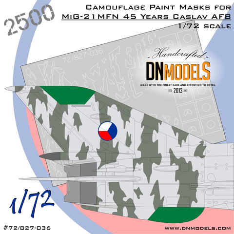 DNモデル 72/827-036 1/72 MiG-21MFN カスラフ空軍基地 チェコタイガー迷彩塗装マスク(全キット用)