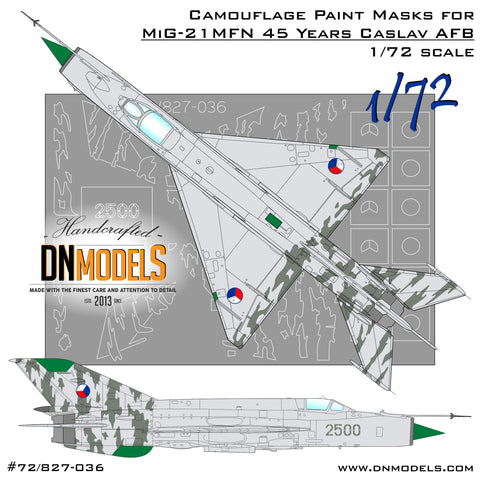 DNモデル 72/827-036 1/72 MiG-21MFN カスラフ空軍基地 チェコタイガー迷彩塗装マスク(全キット用)
