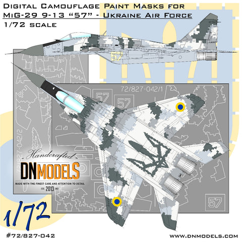 DNモデル 72/827-042 1/72 MiG-29 ゴースト・オブ・キエフ フルクラム-C ウクライナ デジタル迷彩塗装マスクセット(全キット用)