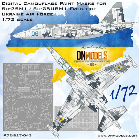 DNモデル 72/827-043 1/72 Su-25M1 / Su-25UBM1 フロッグフット ウクライナ デジタル迷彩塗装マスクセット(全キット用)