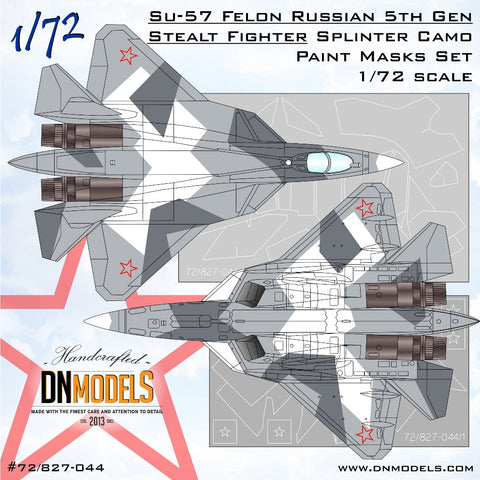 DNモデル 72/827-044 1/72 Su-57 フェロン ロシア 第5世代ステルス戦闘機 スプリンター迷彩塗装マスクセット(全キット用)