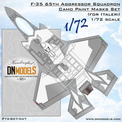 DNモデル 72/827-047 1/72 F-35 第65アグレッサー飛行隊 迷彩塗装マスクセット(イタレリ,タミヤ,レベル, PMモデル用)