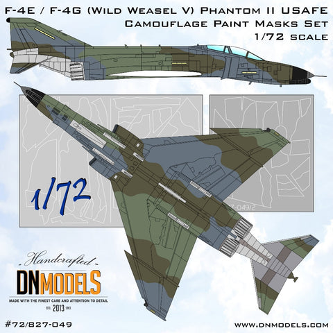 DNモデル 72/827-049 1/72 F-4E/RF-4 ファントム II/F-4G ワイルド・ウィーゼル USAFE 迷彩塗装マスクセット(フジミ,ハセガワ,イタレリ,エアフィックス,エッシー,ファインモールド用)