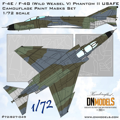 DNモデル 72/827-049 1/72 F-4E/RF-4 ファントム II/F-4G ワイルド・ウィーゼル USAFE 迷彩塗装マスクセット(フジミ,ハセガワ,イタレリ,エアフィックス,エッシー,ファインモールド用)