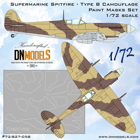 DNモデル 72/827-058 1/72 スーパーマリン スピットファイア タイプB 迷彩塗装マスク(全キット用)