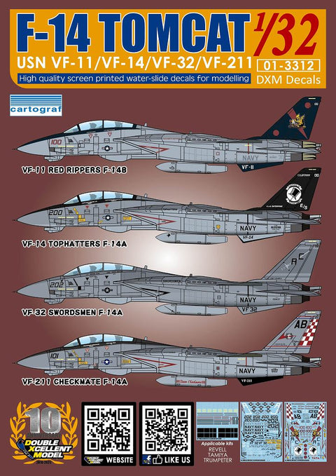 DXM 01-3312 1/32 アメリカ海軍 F-14A/B トムキャット VF-11/VF-14/VF-32/VF-211