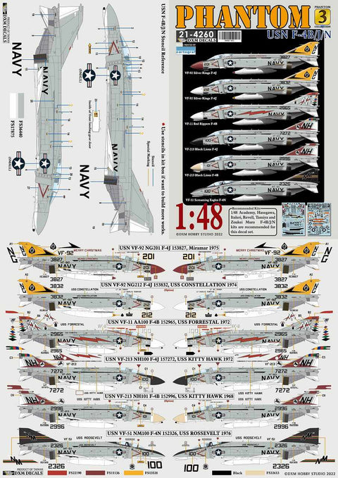 DXM 21-4260 1/48 アメリカ海軍 F-4B/J/N VF-11/51/92/213 ファントム コレクション#3