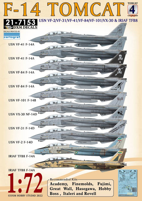 DXM 21-7153 1/72 アメリカ海軍 VF-2/31/41/84/101&イラン空軍 F-14 トムキャット コレクション #4