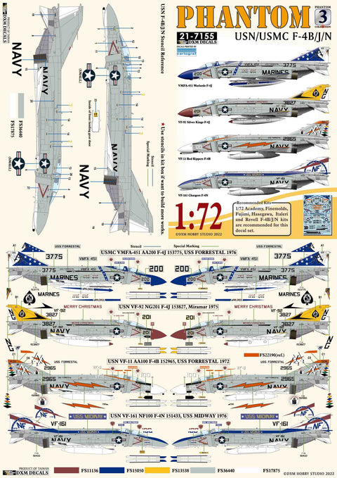 DXM 21-7155 1/72 アメリカ海軍/アメリカ海兵隊 F-4B/J/N ファントム コレクション 3
