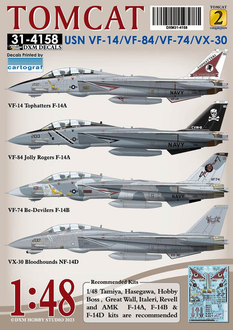 DXM 31-4158 1/48 アメリカ海軍 F-14A/B/D VF-14/74/84/ & VX-30 トムキャット コレクション#2