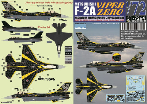 DXM 51-7264 1/72 航空自衛隊 F-2A ヴァイパーゼロ 第8飛行隊 60周年記念 2020 "パンサースポッツ"