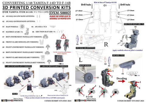 DXM S0002 1/48 F-14B コンバージョンセット(Converting タミヤ F-14D to F-14B 初期型/後期型)