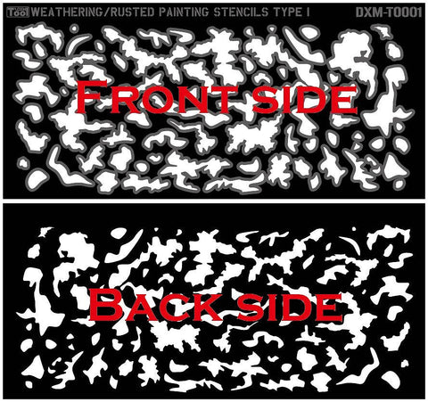 DXM T0001 ウェザリング/錆/退色 デュアルエフェクト エアブラシステンシル #1(15cm X 7cm)