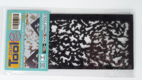 DXM T0002 ウェザリング/錆/退色 デュアルエフェクト エアブラシステンシル #2(15cm X 7cm)