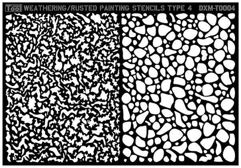 DXM T0004 ウェザリング/錆/退色 デュアルエフェクト エアブラシステンシル #4(10cm X 7cm)