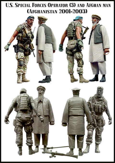 エボリューション EM-35048 1/35 現用 アメリカ特殊部隊オペレーターとアフガニスタン人 アフガニスタン 2001-2003(3)(2体)