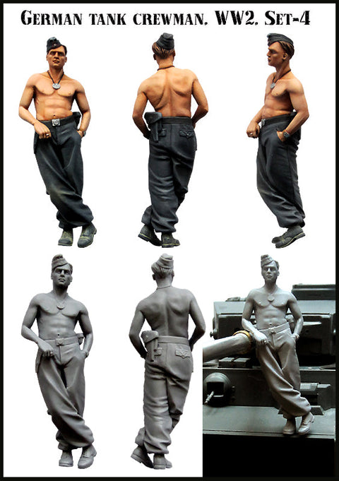 エボリューション EM-35075 1/35 WWII 上半身裸のドイツの戦車兵(1体)