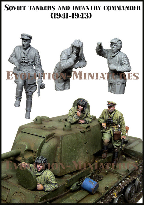 エボリューション EM-35208 1/35 WWII ロシア赤軍戦車搭乗員・狙撃兵指揮官セット 1941-1943(3体)