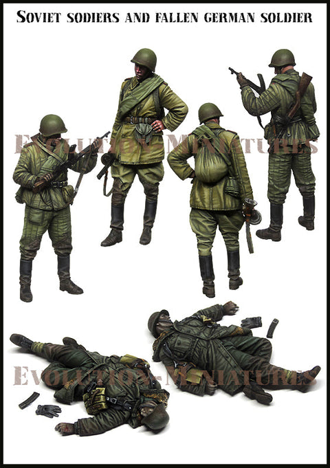 エボリューション EM-35243 1/35 WWII ソビエト兵と倒れたドイツ兵(1)(3体)