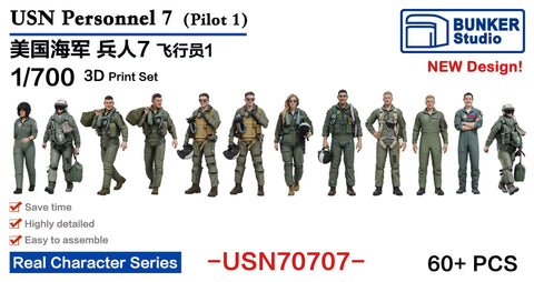 バンカースタジオ USN70707 1/700 現用アメリカ海軍 フィギュアセット 7 航空母艦 パイロット 1
