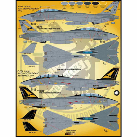 ファーボール FDS-4812 1/48 アメリカ海軍 F-14 トムキャット カラー&マーキング、パート4(タミヤ用)