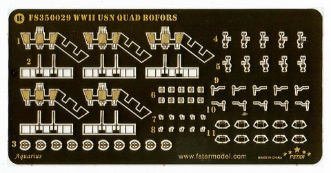 ファイブスターモデル FS350029 1/350 WWII アメリカ海軍 ボフォース対空砲 4連装(4台セット)3Dプリント+真鍮砲身
