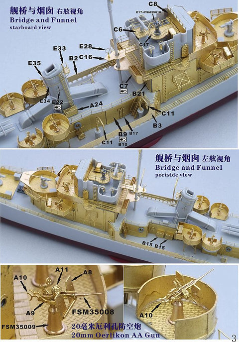 ファイブスターモデル FS350035 1/350 バックリー級駆逐艦 イングランド用 スーパーアップグレードセット(トランぺッター05305用)