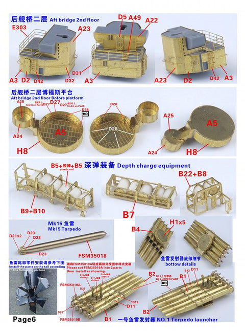 ファイブスターモデル FS350064 1/350 アメリカ海軍 フレッチャー級駆逐艦 コンプリートアップグレートセット(タミヤ78012用)