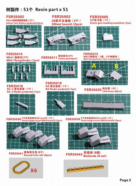 ファイブスターモデル FS350079 1/350 WWII アメリカ海軍 フレッチャー級駆逐艦(後期型艦橋) コンプリートアップグレードセット (トランぺッター05304用)