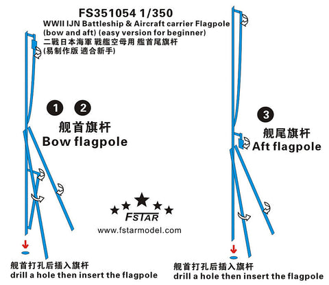 ファイブスターモデル FS351054 1/350 WWII 日本海軍 戦艦&航空母艦用 旗竿(ビギナー向け)