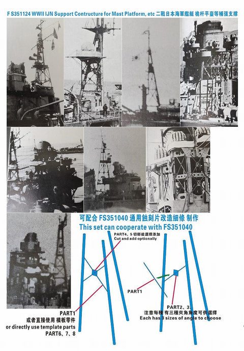 ファイブスターモデル FS351124 1/350 WWII 日本海軍 艦艇檣等用 補強支柱
