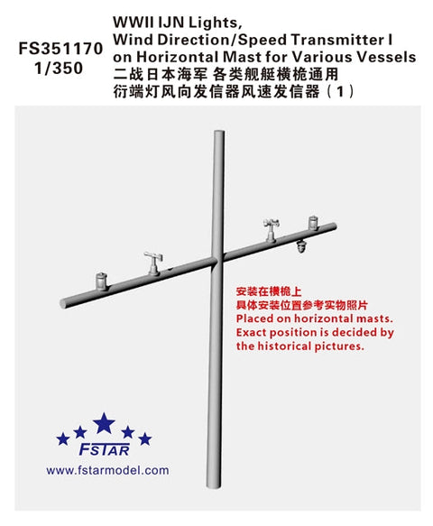 ファイブスターモデル FS351170 1/350 WWII 日本海軍 艦艇用 各種艦艇水平桁用檣灯・風向発信器・風速発信器 1 3Dプリント