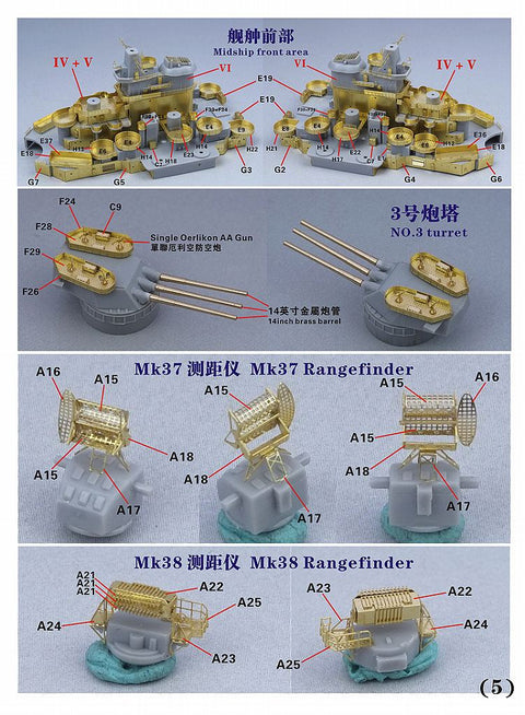 ファイブスターモデル FS700107 1/700 戦艦 BB-45 カリフォルニア 1945年用 アップグレードセット(トランぺッター05784用)