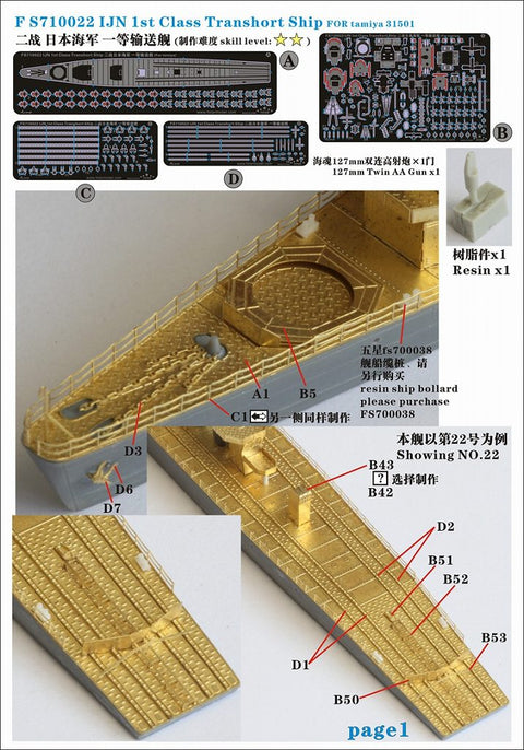 ファイブスターモデル FS710022 1/700 日本海軍 一等輸送艦用 アップグレードセット(タミヤ31501用)