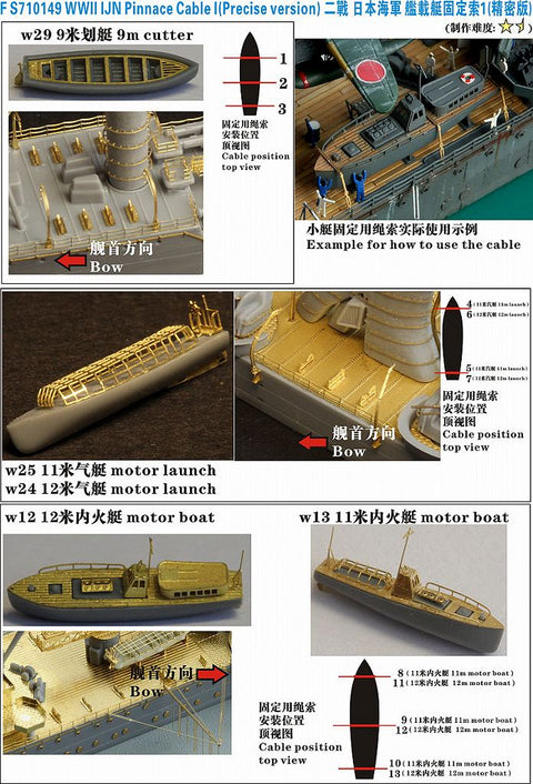 ファイブスターモデル FS710149 1/700 WWII 日本海軍 艦艇用 艦載艇・ボート固定用ケーブルI