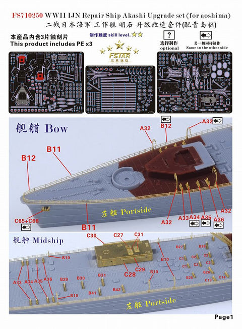 ファイブスターモデル FS710250 1/700 WWII 日本海軍 工作艦 明石 アップグレードセット