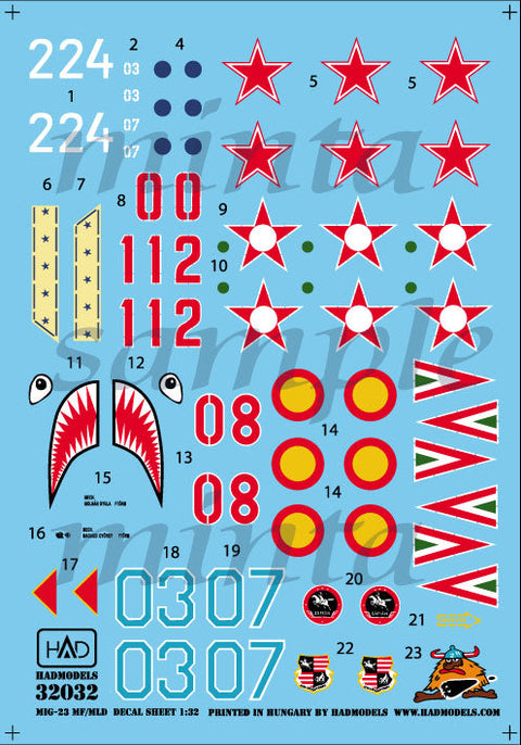 HADモデル 32032 1/32 MiG-23 MF/MLD デカールシート