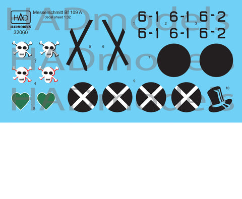 HADモデル 32060 1/32 メッサーシュミット Bf 109 A デカールシート